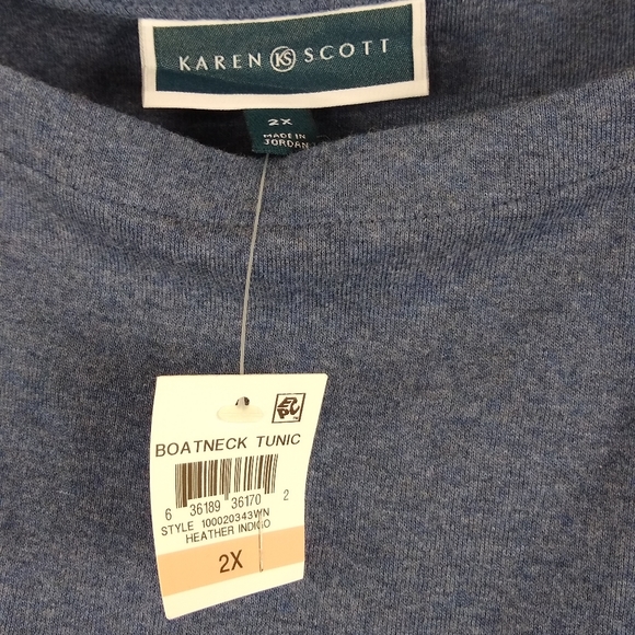 Karen Scott Womens Cotton Boat Neck Sweater Blue Size X Small 3